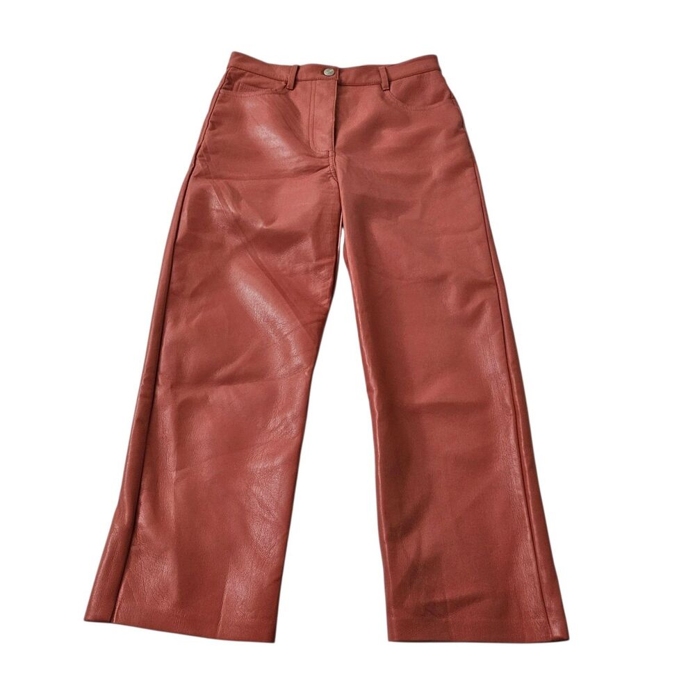 Wilfred Aritzia Melina Pants Womens 4 Pink High Rise Straight Crop Vegan Leather